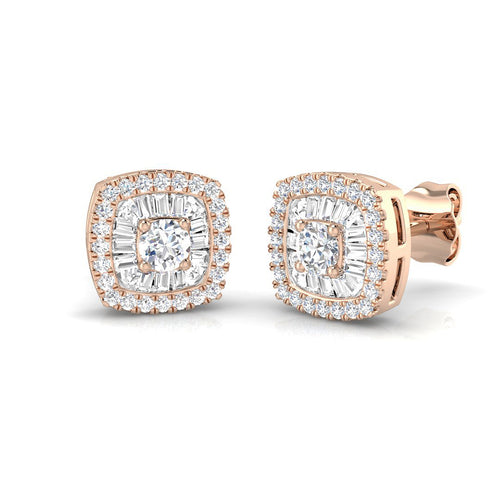 Daisy Diamond Earrings - Baguette & Brilliant Gold Luxury Jewelry 0.5ct