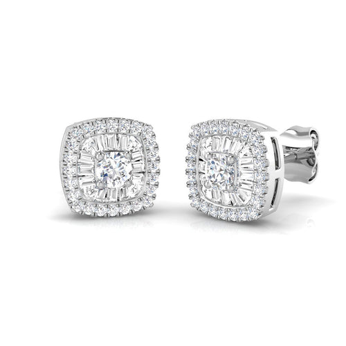 Daisy Diamond Earrings - Baguette & Brilliant Gold Luxury Jewelry 0.5ct