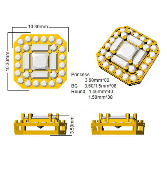 Poppy Luxury 1.75ct Gold Baguette & Brilliant Diamond Earrings
