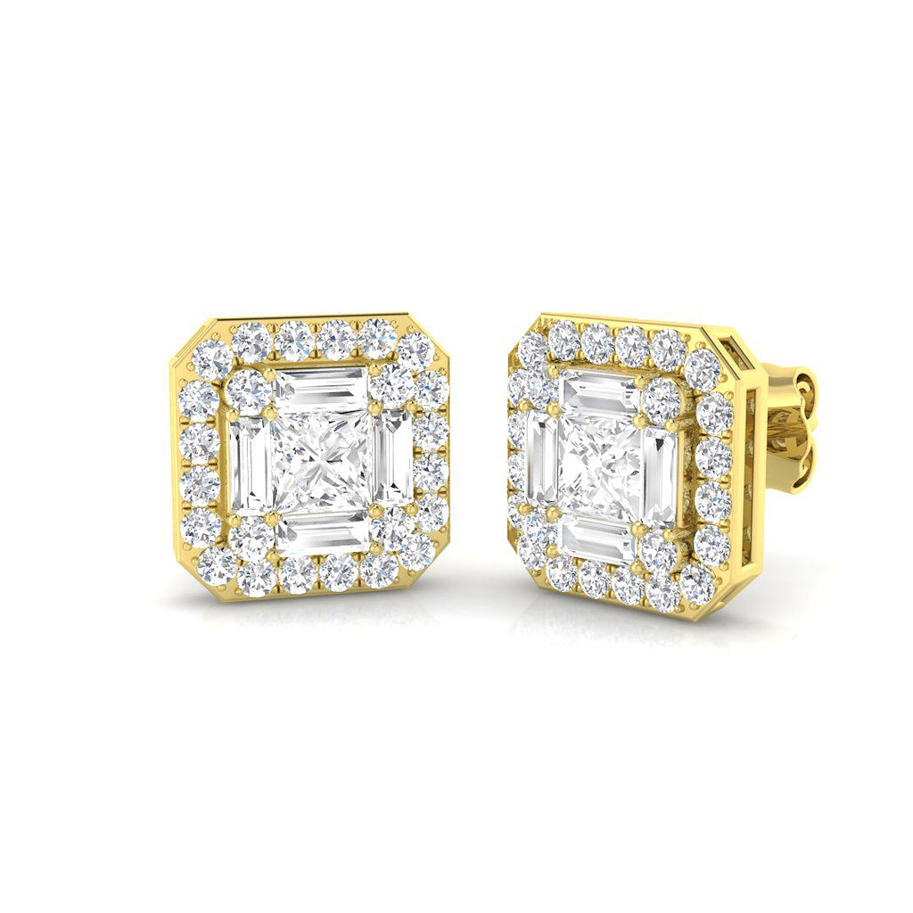 Poppy Luxury 1.75ct Gold Baguette & Brilliant Diamond Earrings