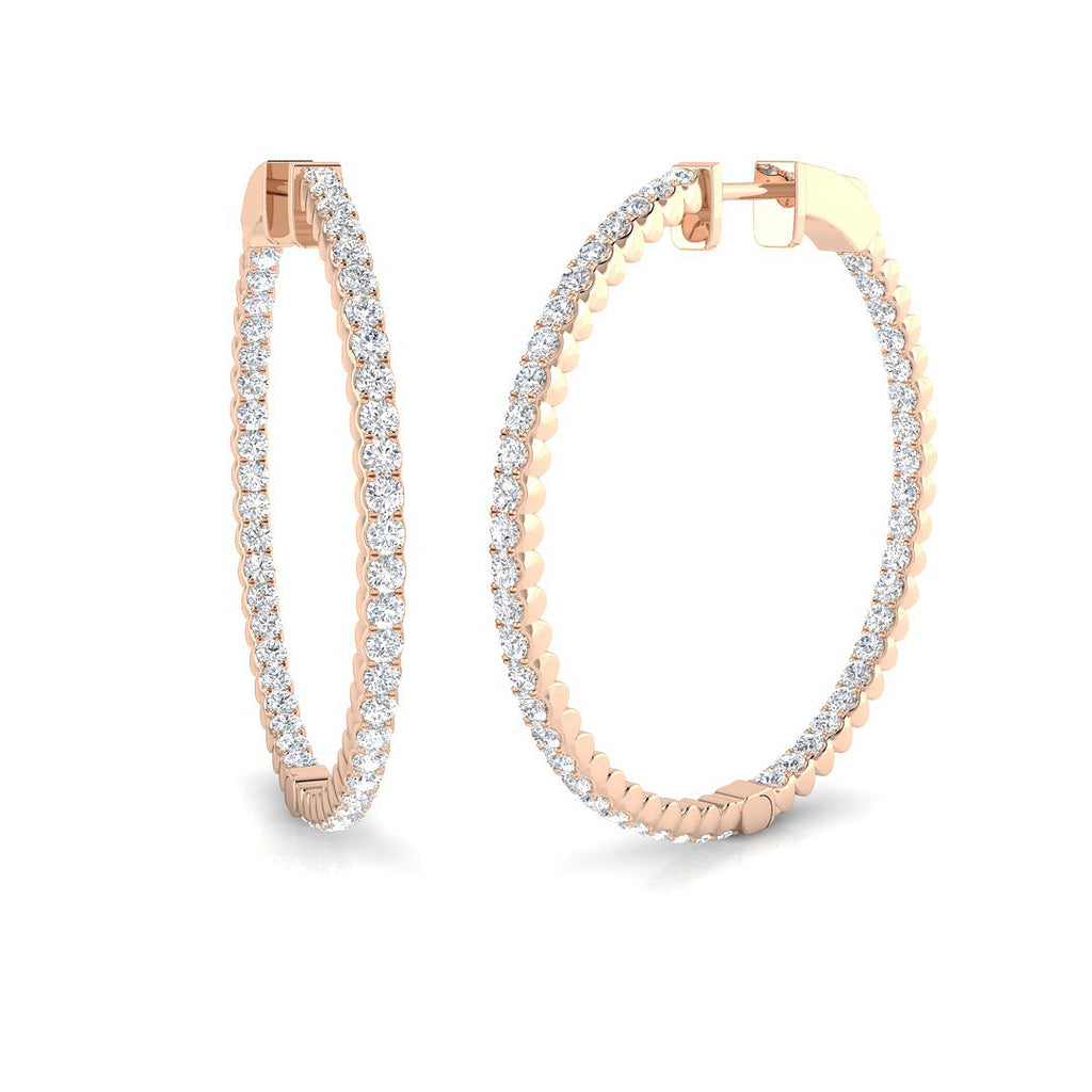 Elegant Lilac Gold Diamond Hoop Earrings - 1.75ct to 3ct Luxury