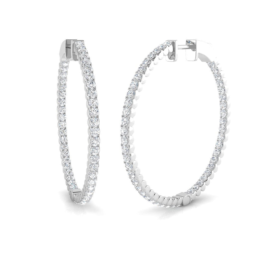 Elegant Lilac Gold Diamond Hoop Earrings - 1.75ct to 3ct Luxury