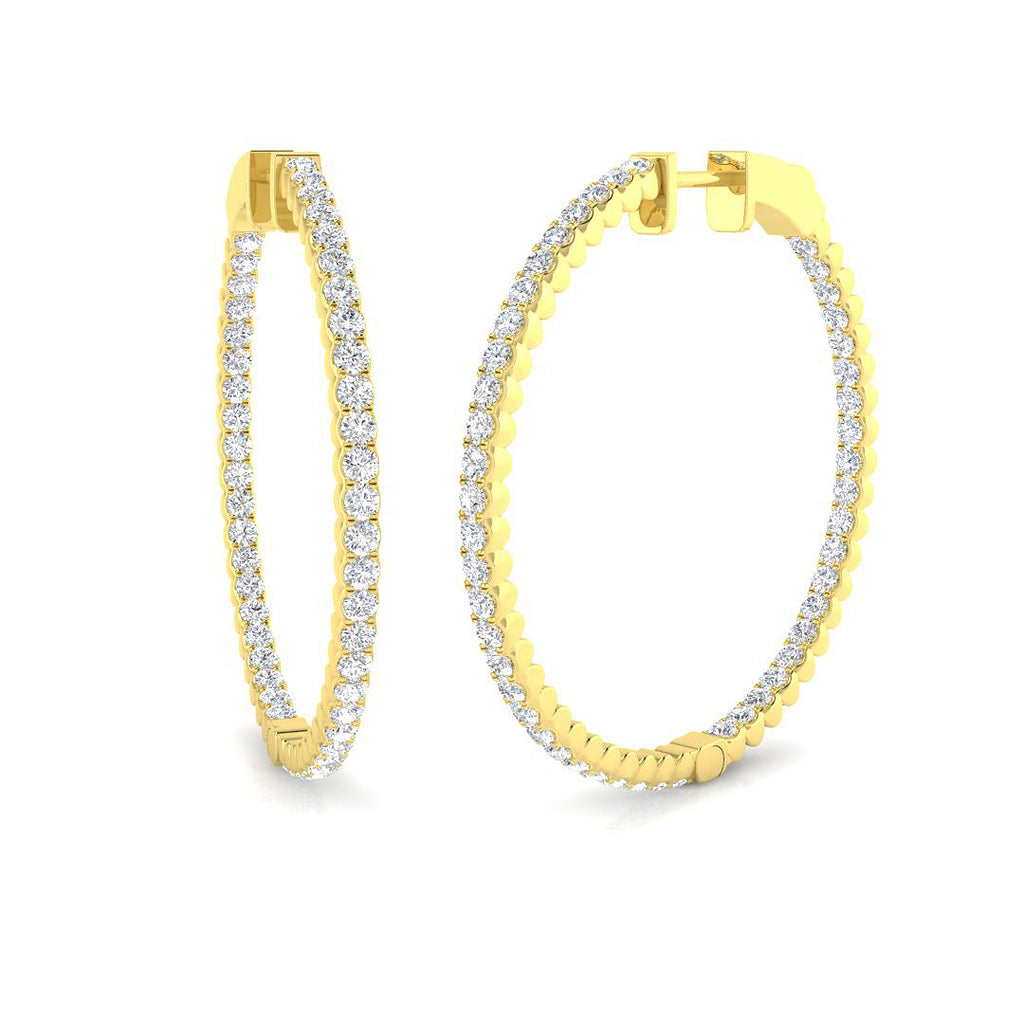 Elegant Lilac Gold Diamond Hoop Earrings - 1.75ct to 3ct Luxury